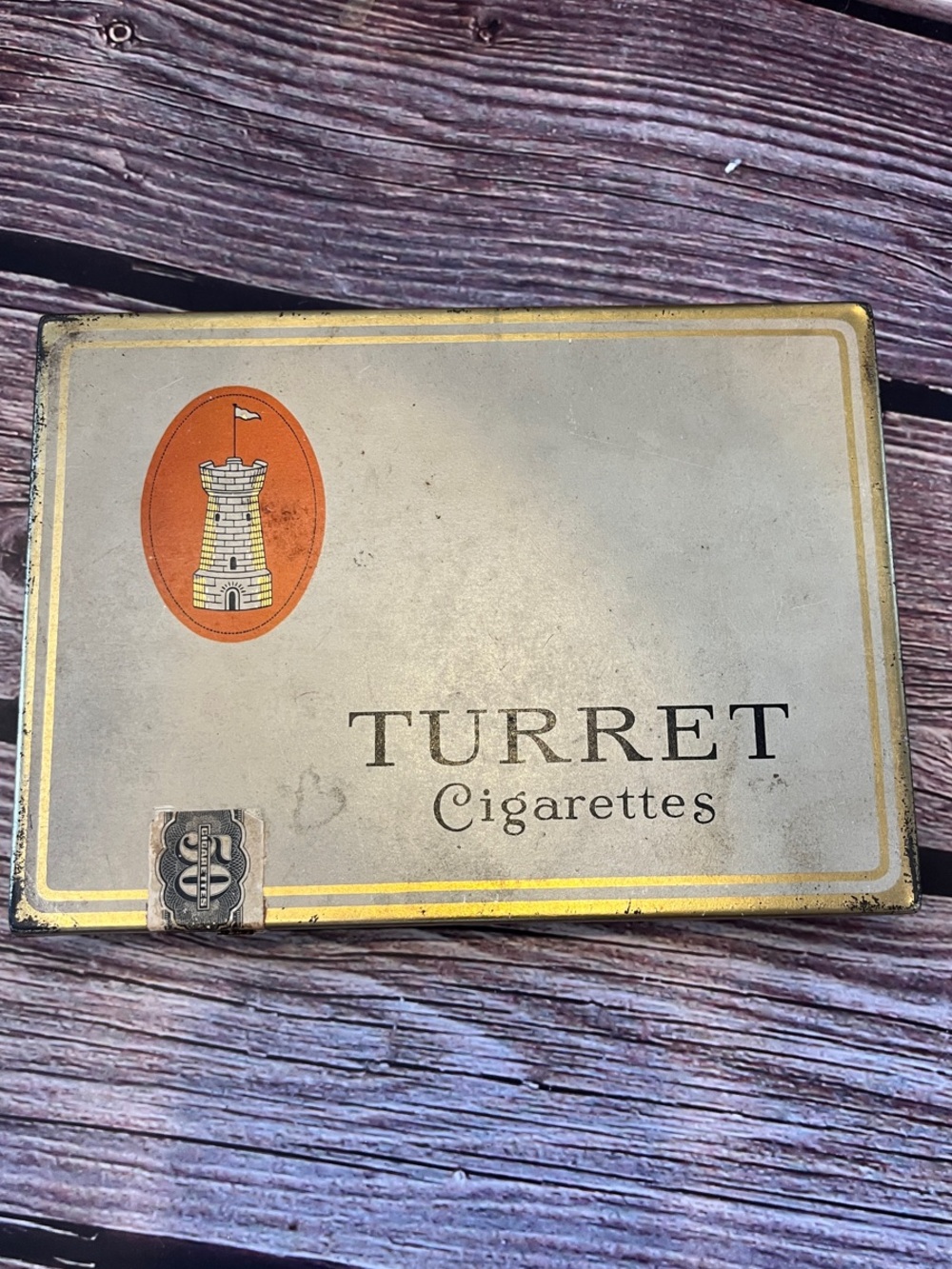 Vintage Turret Cigarettes Metal Tin